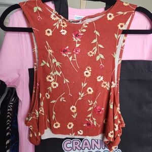 DANIELLE BERNSTEIN Floral Rust Crop Top